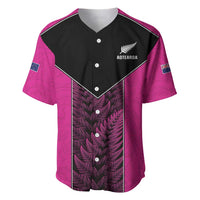 New Zealand Fern Rugby Custom Baseball Jersey Pink Maori Pattern