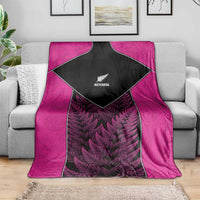 New Zealand Fern Rugby Blanket Pink Maori Pattern