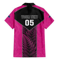 New Zealand Fern Rugby Custom Family Matching Mermaid Dress and Hawaiian Shirt Pink Maori Pattern