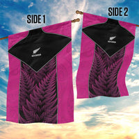 New Zealand Fern Rugby Garden Flag Pink Maori Pattern