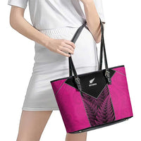 New Zealand Fern Rugby Leather Tote Bag Pink Maori Pattern