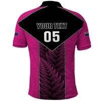 New Zealand Fern Rugby Custom Polo Shirt Pink Maori Pattern