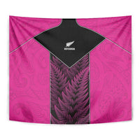 New Zealand Fern Rugby Tapestry Pink Maori Pattern