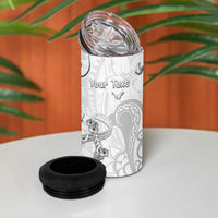 Personalised Brain Cancer Awareness 4 in 1 Can Cooler Tumbler Ribbon Polynesian Pattern