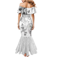 Personalised Brain Cancer Awareness Family Matching Mermaid Dress and Hawaiian Shirt Ribbon Polynesian Pattern