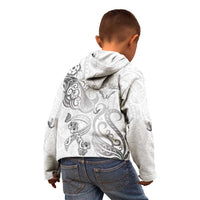 Personalised Brain Cancer Awareness Kid Hoodie Ribbon Polynesian Pattern