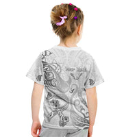 Personalised Brain Cancer Awareness Kid T Shirt Ribbon Polynesian Pattern