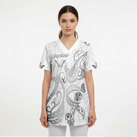 Personalised Brain Cancer Awareness Scrub Top Ribbon Polynesian Pattern - Polynesian Pride