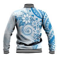 Polynesian Pattern With Plumeria Flowers Baseball Jacket Blue