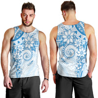 Polynesian Pattern With Plumeria Flowers Men Tank Top Blue