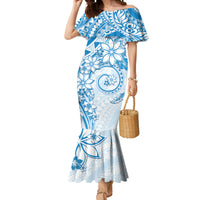 Polynesian Pattern With Plumeria Flowers Mermaid Dress Blue LT05 Women Blue - Polynesian Pride
