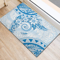 Polynesian Pattern With Plumeria Flowers Rubber Doormat Blue LT05 - Polynesian Pride