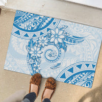 Polynesian Pattern With Plumeria Flowers Rubber Doormat Blue LT05 - Polynesian Pride