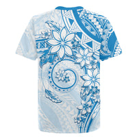 Polynesian Pattern With Plumeria Flowers Rugby Jersey Blue LT05 - Polynesian Pride