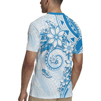 Polynesian Pattern With Plumeria Flowers Rugby Jersey Blue LT05 - Polynesian Pride