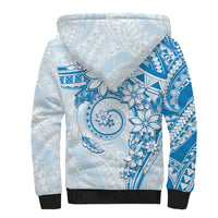 Polynesian Pattern With Plumeria Flowers Sherpa Hoodie Blue