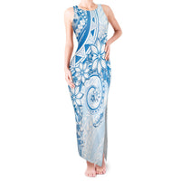 Polynesian Pattern With Plumeria Flowers Tank Maxi Dress Blue LT05 Women Blue - Polynesian Pride
