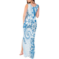 Polynesian Pattern With Plumeria Flowers Tank Maxi Dress Blue LT05 - Polynesian Pride