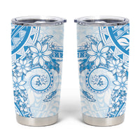 Blue Polynesian Pattern With Plumeria Flowers Tumbler Cup