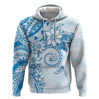 Polynesian Pattern With Plumeria Flowers Zip Hoodie Blue