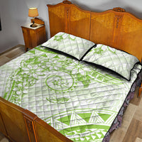 Polynesian Pattern With Plumeria Flowers Quilt Bed Set Lime Green