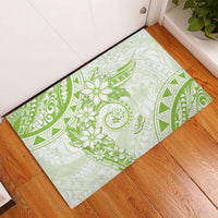 Polynesian Pattern With Plumeria Flowers Rubber Doormat Lime Green LT05 Lime Green - Polynesian Pride