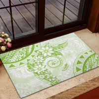 Polynesian Pattern With Plumeria Flowers Rubber Doormat Lime Green LT05 - Polynesian Pride