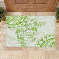Polynesian Pattern With Plumeria Flowers Rubber Doormat Lime Green LT05 - Polynesian Pride