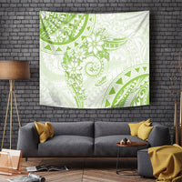 Polynesian Pattern With Plumeria Flowers Tapestry Lime Green LT05 - Polynesian Pride