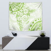 Polynesian Pattern With Plumeria Flowers Tapestry Lime Green LT05 - Polynesian Pride