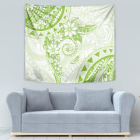 Polynesian Pattern With Plumeria Flowers Tapestry Lime Green LT05 - Polynesian Pride