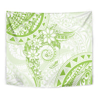 Polynesian Pattern With Plumeria Flowers Tapestry Lime Green LT05 - Polynesian Pride