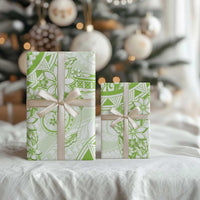 Polynesian Pattern With Plumeria Flowers Wrapping Paper Lime Green - Polynesian Pride