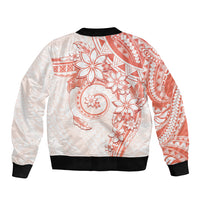 Polynesian Pattern With Plumeria Flowers Bomber Jacket Orange Peach