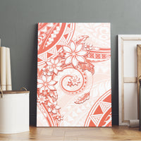 Polynesian Pattern With Plumeria Flowers Canvas Wall Art Orange Peach