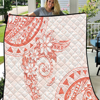 Polynesian Pattern With Plumeria Flowers Quilt Orange Peach LT05 Peach - Polynesian Pride