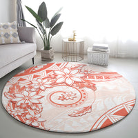 Polynesian Pattern With Plumeria Flowers Round Carpet Orange Peach LT05 - Polynesian Pride