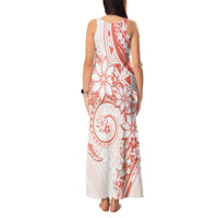Polynesian Pattern With Plumeria Flowers Tank Maxi Dress Orange Peach LT05 - Polynesian Pride