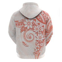 Polynesian Pattern With Plumeria Flowers Zip Hoodie Orange Peach