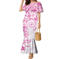 Polynesian Pattern With Plumeria Flowers Mermaid Dress Pink LT05 Women Pink - Polynesian Pride