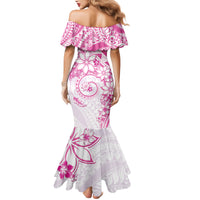 Polynesian Pattern With Plumeria Flowers Mermaid Dress Pink LT05 - Polynesian Pride