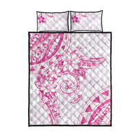 Polynesian Pattern With Plumeria Flowers Quilt Bed Set Pink