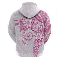 Polynesian Pattern With Plumeria Flowers Zip Hoodie Pink