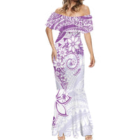 Polynesian Pattern With Plumeria Flowers Mermaid Dress Purple LT05 - Polynesian Pride