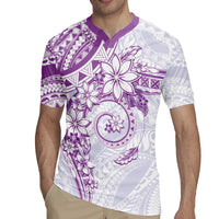 Polynesian Pattern With Plumeria Flowers Rugby Jersey Purple