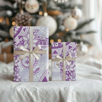 Polynesian Pattern With Plumeria Flowers Wrapping Paper Purple - Polynesian Pride