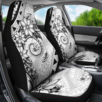 Polynesian Pattern With Plumeria Flowers Car Seat Cover White