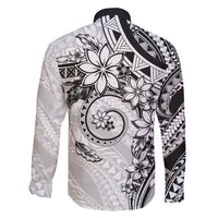 Polynesian Pattern With Plumeria Flowers Family Matching Short Sleeve Bodycon Dress and Hawaiian Shirt White