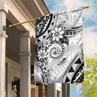 Polynesian Pattern With Plumeria Flowers Garden Flag White LT05 House Flag White - Polynesian Pride