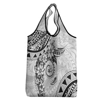 Polynesian Pattern With Plumeria Flowers Grocery Bag White